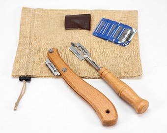 Bread Lame Set: Beech Wood Handle, Stainless Steel Blades (2PC)
