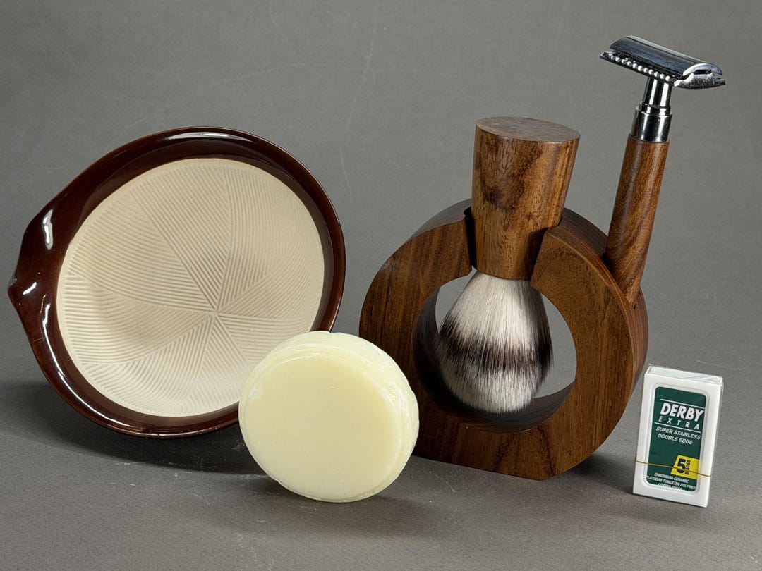 Ceramic Razor Shave Handmade Wooden Shaving Set, Brush, Razor, Japanese Style Ceramic ...