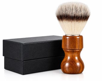 Personalized Wood Shaving Brush Handmade Men’s Grooming Gift, Groomsman Holidays Synthetic Hair