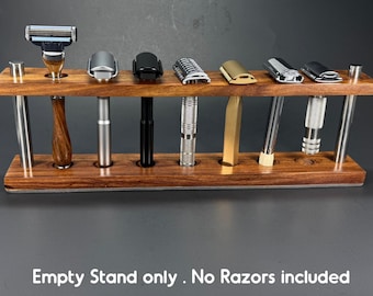 7-Slot Multiple Safety Razor Storage Display Stand, Handmade Wooden