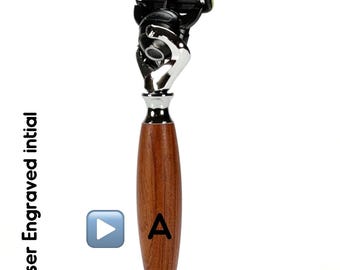 Personalized Handmade Wood Razor Handle: Flex Ball pivoting Head for Fusion Blades