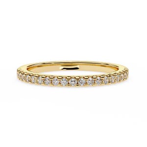 Round Moissanite Bridal Band, Half Eternity Moissanite Wedding Band, Colorless Moissanite Engagement Band, 14K Solid Gold Moissanite Band