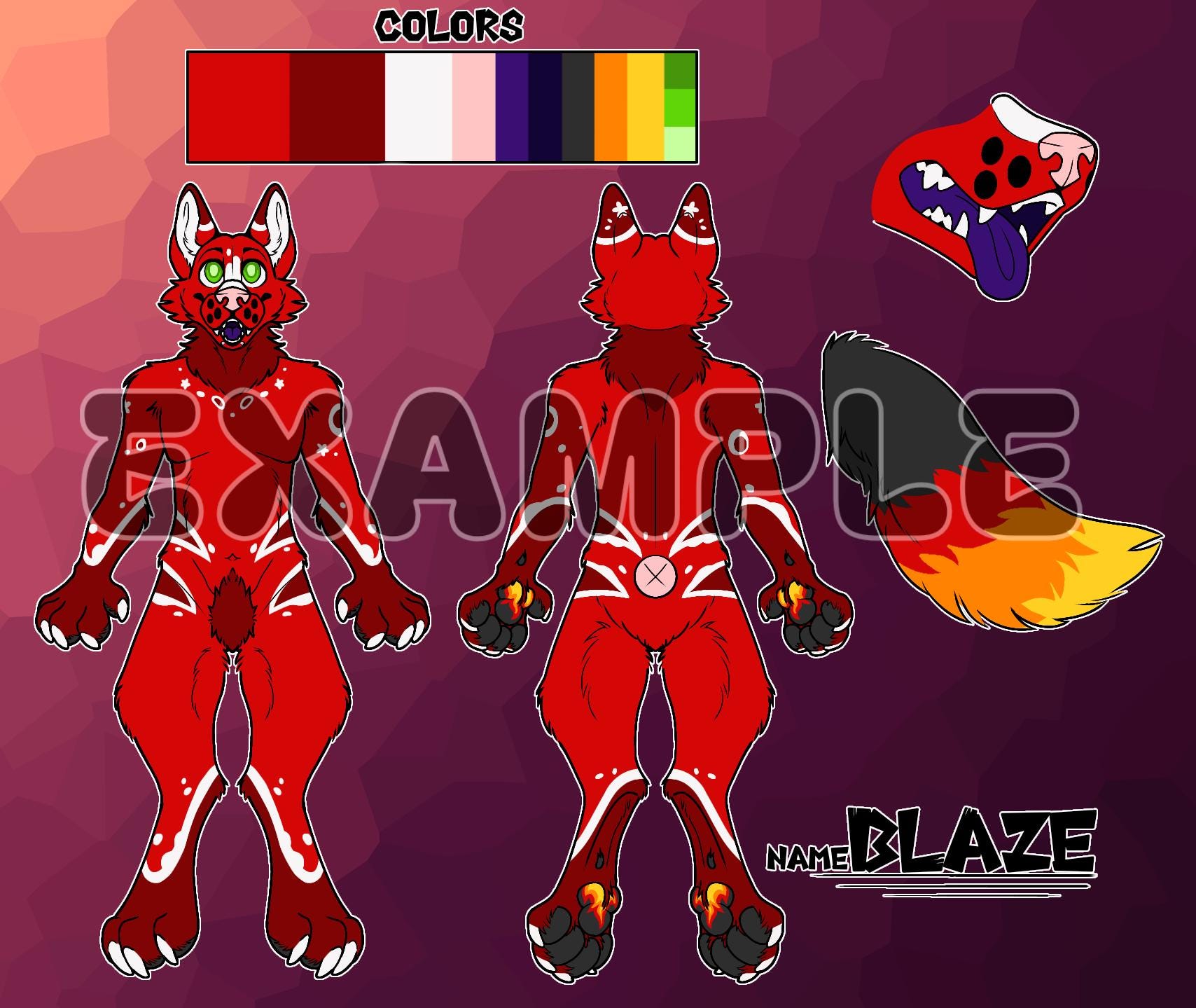 Male Wolf Furry Reference Sheet Base - Etsy