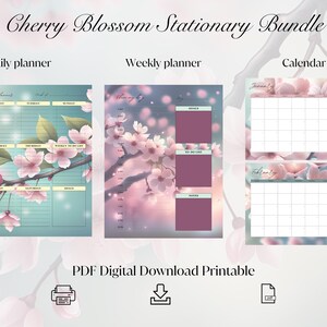 Cherry Blossom Floral Planner Bundle | Weekly, Daily & Monthly PDF ...