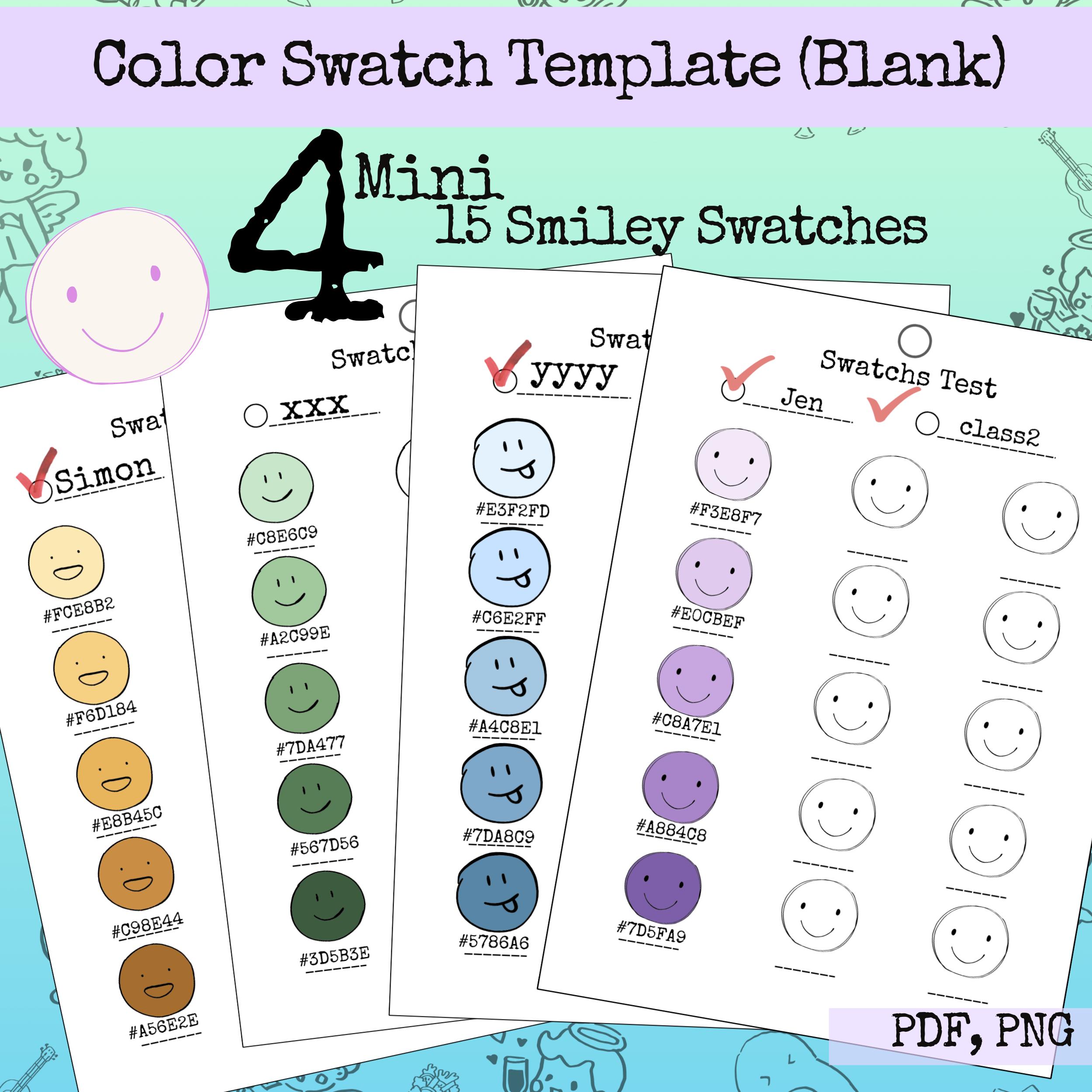4xa6 Portable Color Swatch Template - Mini Size, Blank, Pastel Color ...