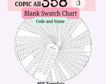 Copic All 358 Paleta de colores en blanco Tabla de muestras PDF imprimible A4 Carta