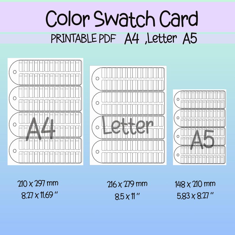 Pastel Color Swatch Card Template: DIY Color Chart (PDF Download A4/a5 ...