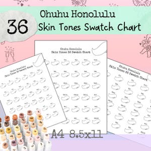 Ohuhu Honolulu Skin Tone Swatch Chart: 36 Marker Colors (PDF & PNG Digital Download)