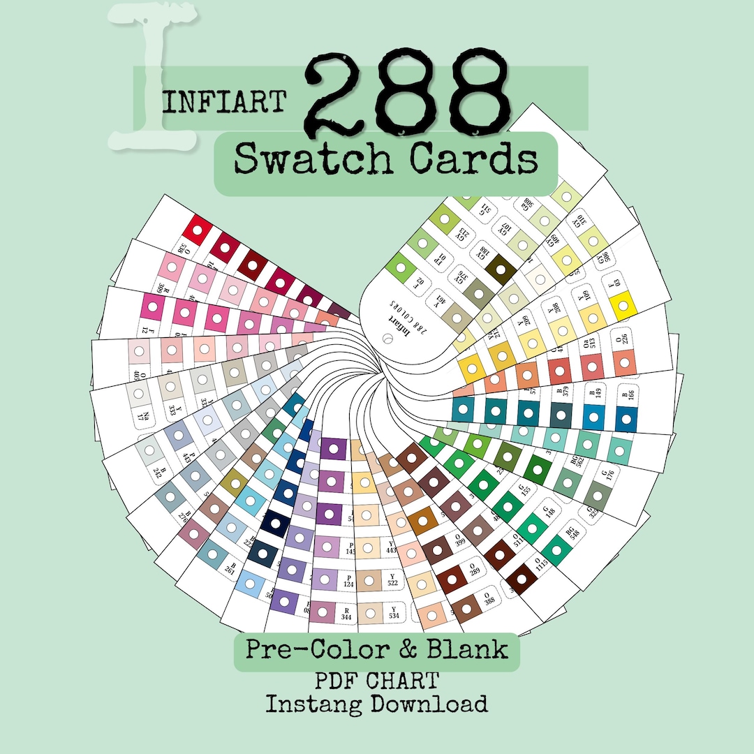 Infiart 288 Maker Color & Blank Swatch Color Chart, Easy Printable A4 ...