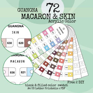 Bundle GuangNa Macaron Skin Maker Color & Blank Swatch Chart, Easy Printable A4 Letter Download