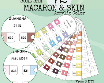 Bundle GuangNa Macaron Skin Maker Color & Blank Swatch Chart, Easy Printable A4 Letter Download