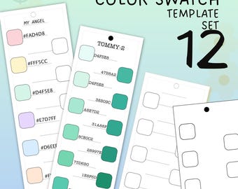 Tarjeta imprimible con muestras de colores pastel: llavero con tabla de marcadores para manualidades (descarga en PDF)