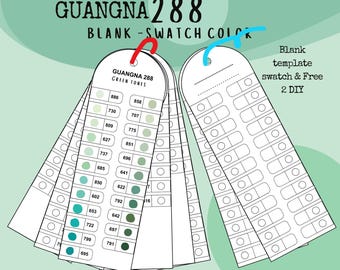 GuangNa 288 Maker Blank Swatch Color Chart, Easy Printable A4 US Letter Download