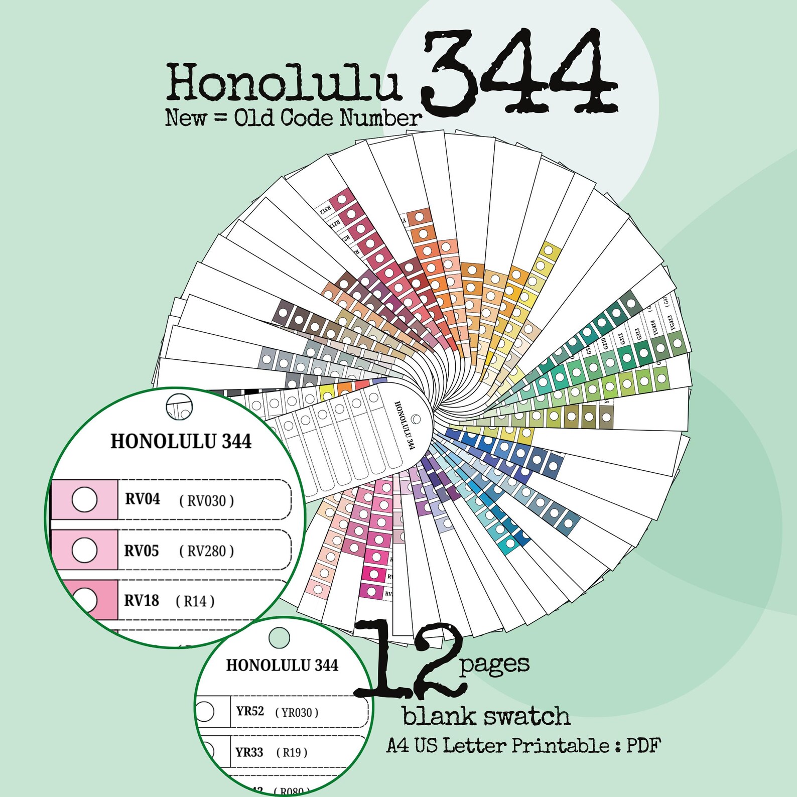 Ohuhu Honolulu 344 Swatch Chart New & Old Color Code Comparison(digital ...