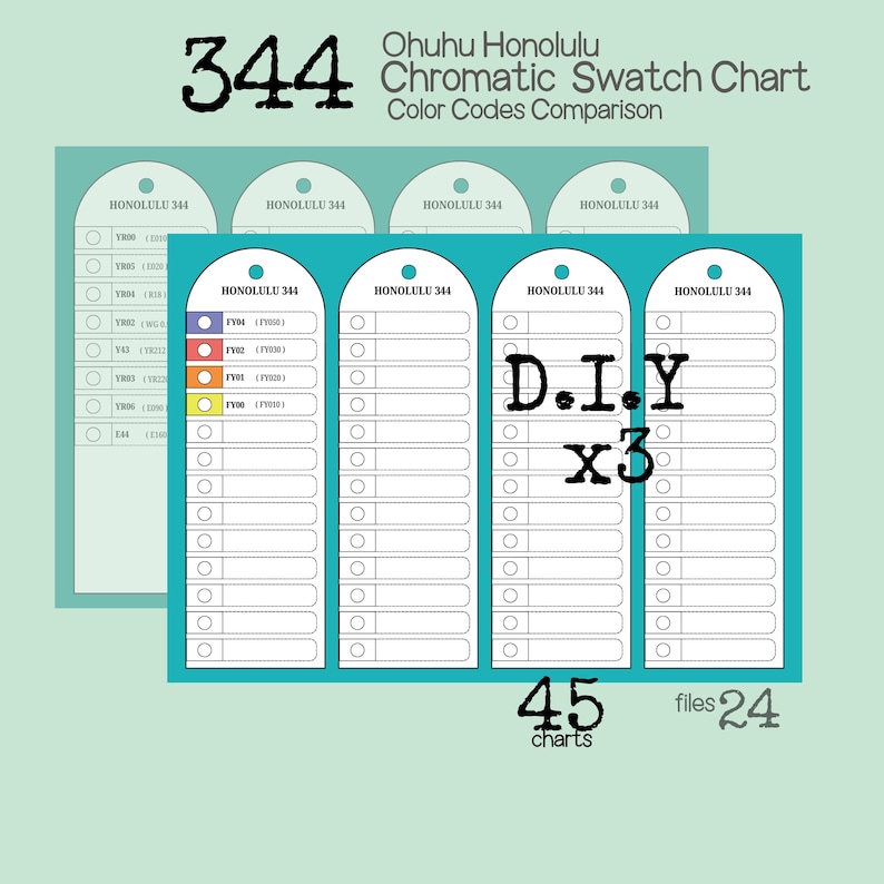 Ohuhu Honolulu 344 Swatch Chart New & Old Color Code Comparison(digital ...