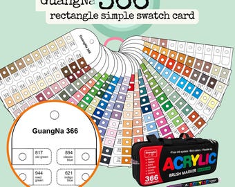 Tabla de colores y muestras en blanco para la marca GuangNa 366, fácil de imprimir en formato A4.