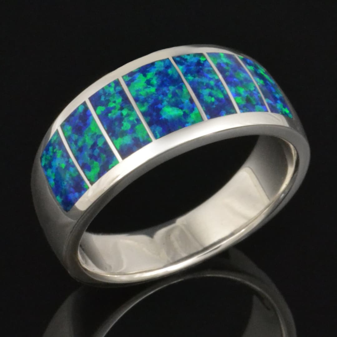 Laboratory Grown Opal Ring in Sterling Silver by Hileman Silver Jewelry