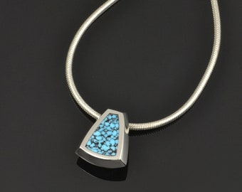 Spiderweb Turquoise Pendant- Sterling Silver Turquoise Pendant- Kingman Spiderweb Turquoise Pendant- Small Turquoise Necklace