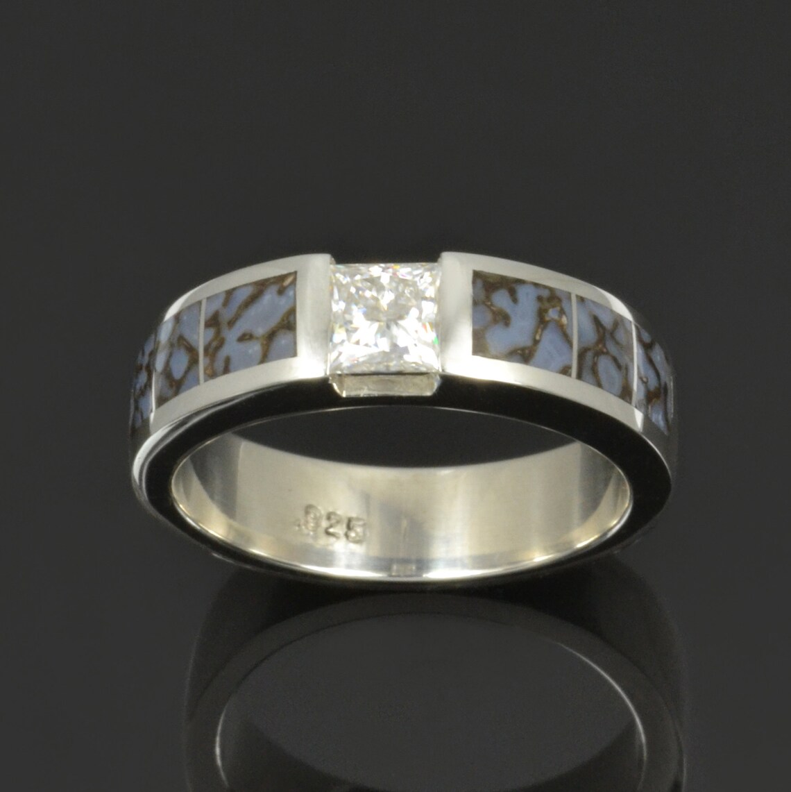 Men's Dinosaur Bone Ring With Princess Moissanite in Etsy