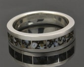 Gray dinosaur bone ring in sterling silver by Hileman Silver Jewelry