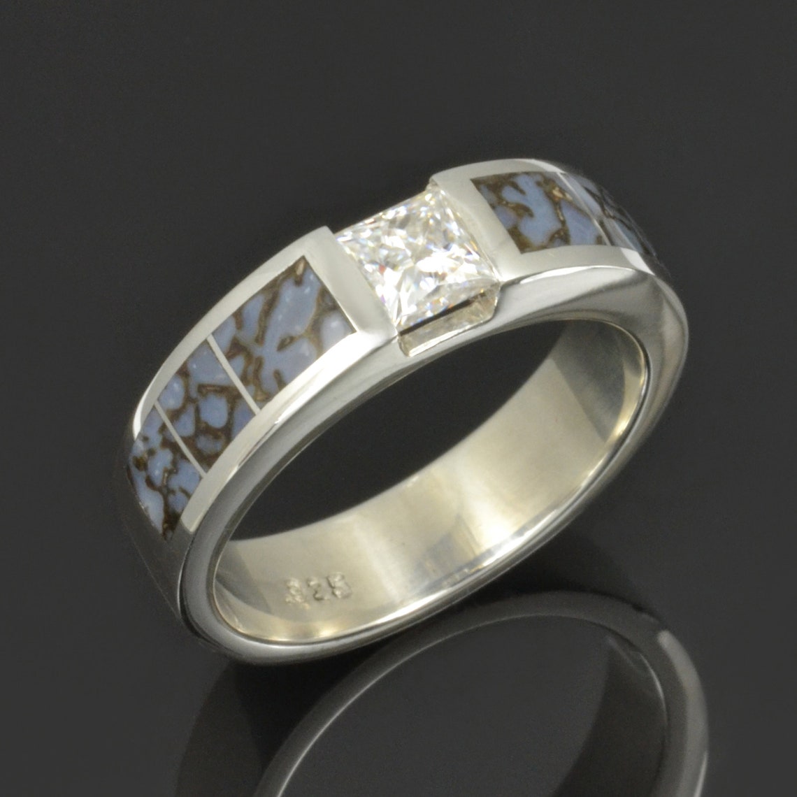 Men's Dinosaur Bone Ring With Princess Moissanite in Etsy