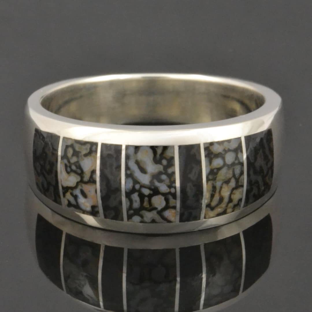 Men's Dinosaur Bone Ring With Gray Bone in Sterling Etsy