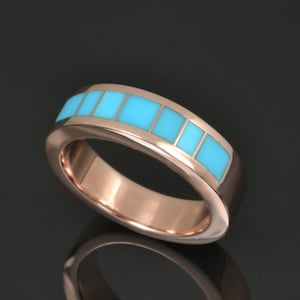 Turquoise Wedding Band in Rose Gold by Hileman Silver Jewelry - Rose Gold Turquoise Ring