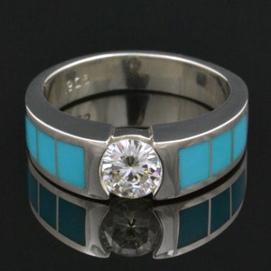 Turquoise Engagement Ring Moissanite and Turquoise Engagement Ring in ...
