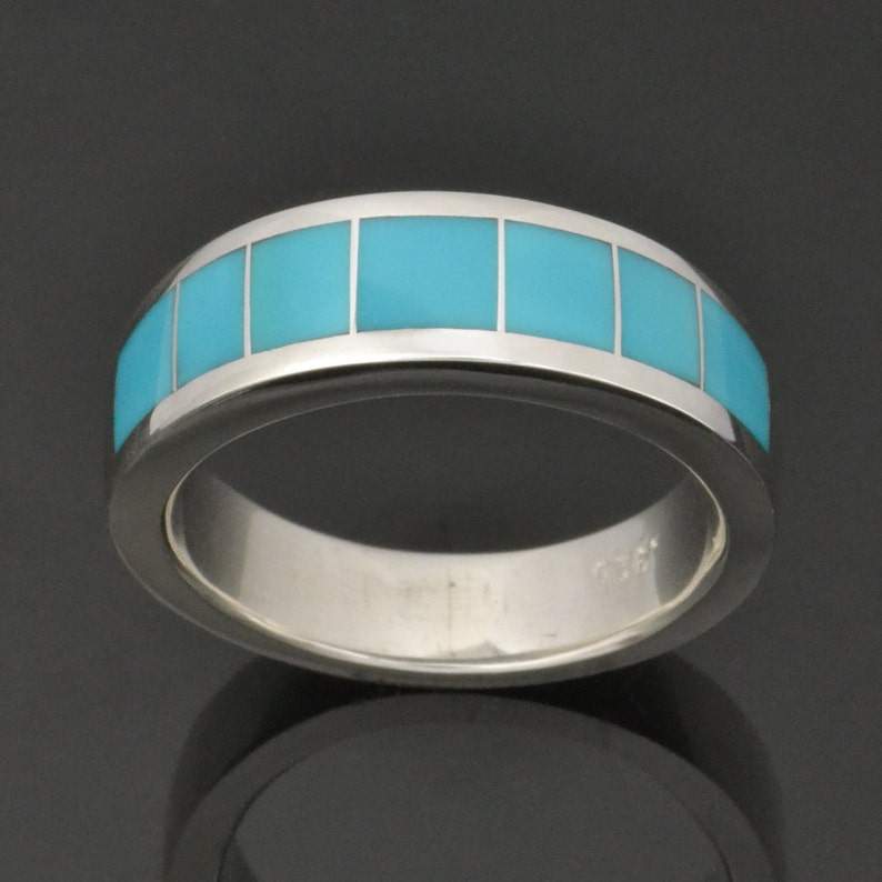 Men's Turquoise Wedding Ring In Sterling Silver Turquoise