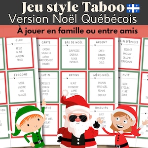 Jogos de Natal e Ano Novo, em francês, festa em família. Jogo estilo tabu. Versão quebequense.