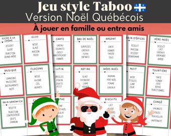 Christmas and New Year's Day games, in French, family party. Taboo-style game. Quebec version.