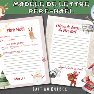 Modelo de carta de Papá Noel para rellenar, respuesta de Papá Noel, en francés. Actividad navideña en francés.
