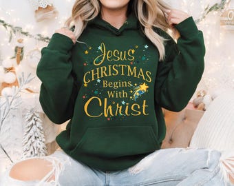 Jesus Christmas Begins With Christ, Christmas T-Shirt, Christmas Jesus Tee, Jesus Merry Christmas, Jesus Christmas Sublimation