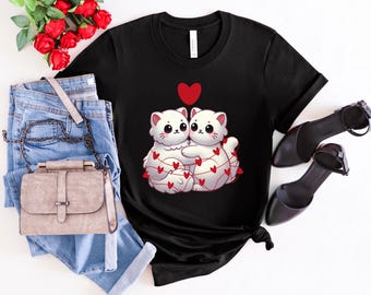 Sweat-shirt chat mignon Saint-Valentin, chemise Saint-Valentin pour amoureux des chats, chemise drôle de Saint-Valentin, sweat à capuche chat maman Saint-Valentin, chemise enseignante Saint-Valentin