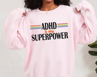 Grappig ADHD-shirt, ADHD is mijn superkracht, ADHD-bewustzijn, neurodiversiteitsshirt, bewustzijn van geestelijke gezondheid, neurospicy, aandachtstekort tshirt