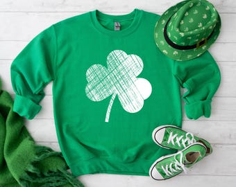 Retro Shamrock Sweatshirt, Womens Shenanigans Sweatshirt, Cute St Patricks Day Sweatshirt, Lucky Sweatshirt, Irish Shirt, Four Leaf Clover