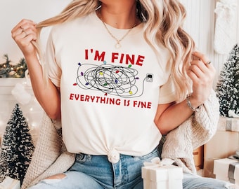 I'm Fine Everything Is Fine Sweatshirt, Christmas Sweatshirt, Sweatshirts Women, Christmas Sweatshirt Women, Christmas Lights Sweatshirt