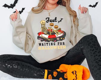 Camiseta de verano, camiseta de esqueleto de verano, camiseta de verano espeluznante, verano retro, verano femenino, camiseta playera, camiseta de esqueleto de Halloween