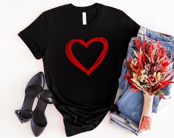 Cute Heart Valentines Sweatshirt, Womens Valentine Sweatshirt, Love Heart Sweatshirt, Valentines Day Shirt, Drawn Heart Love Sweatshirt