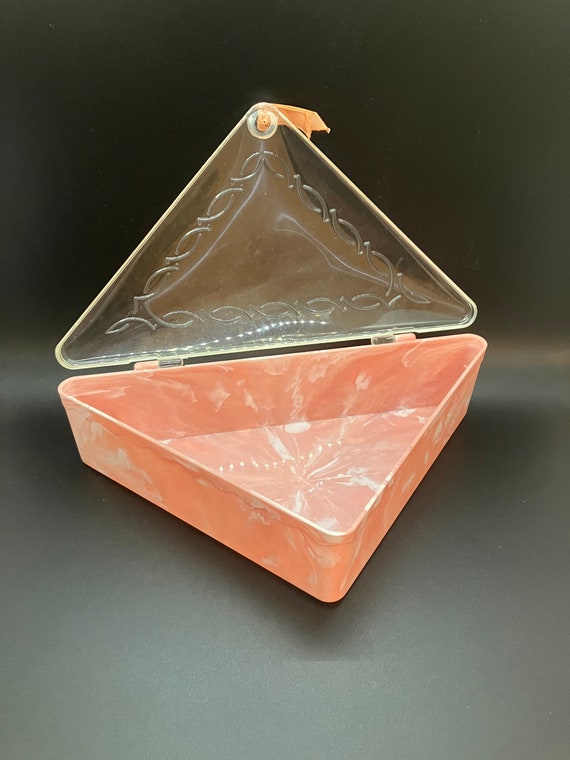 Vintage Pink Marbled Hommer Hanky Box - image 1