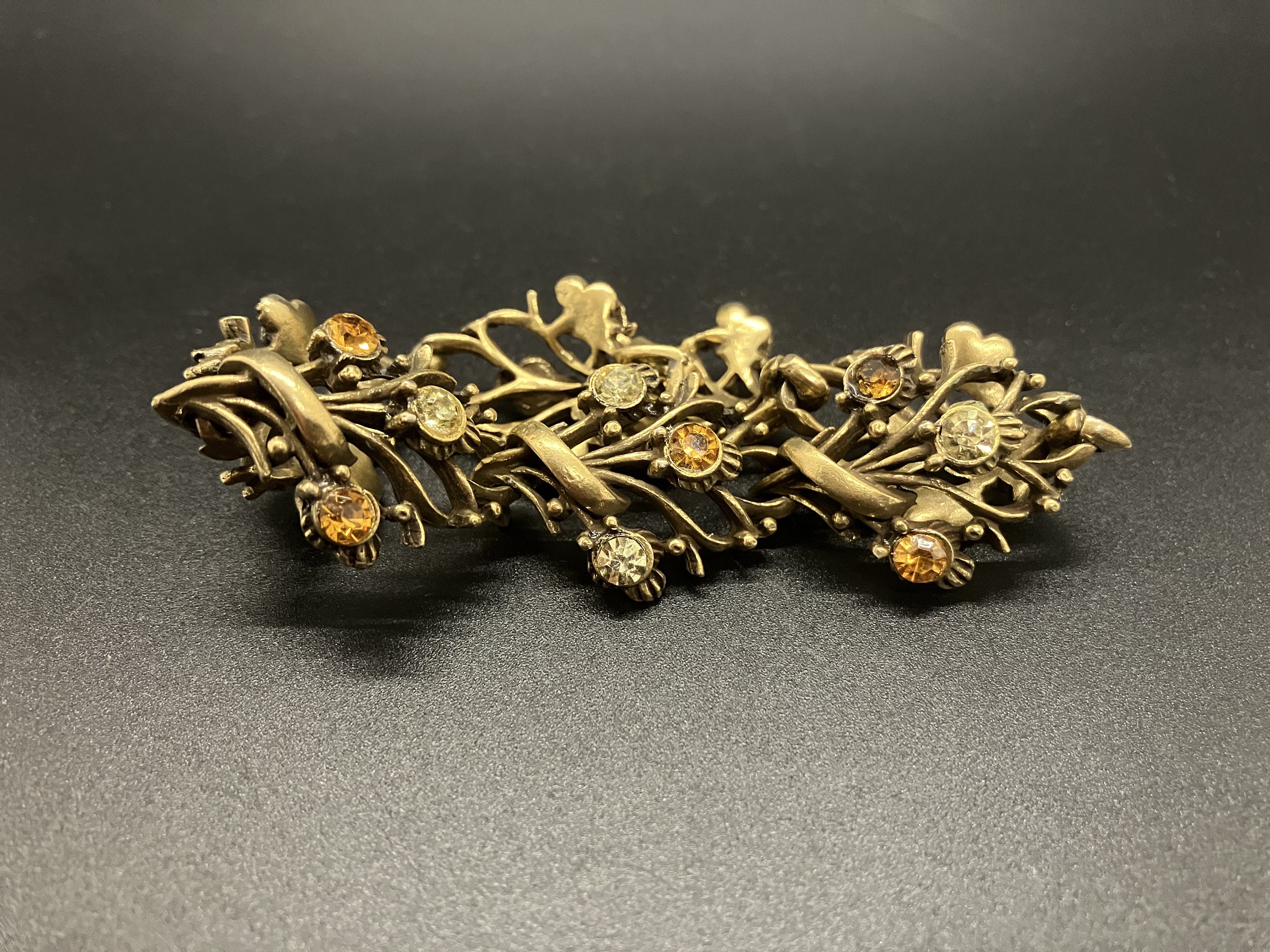 Vintage Coro Burnt Orange Rhinestone Bracelet - Etsy