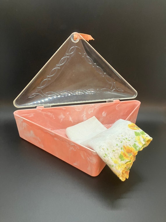 Vintage Pink Marbled Hommer Hanky Box - image 7