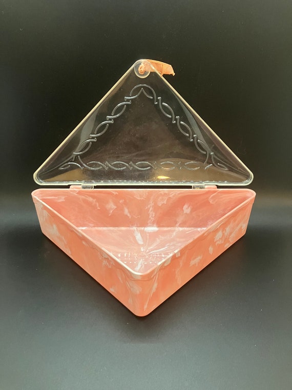 Vintage Pink Marbled Hommer Hanky Box - image 2