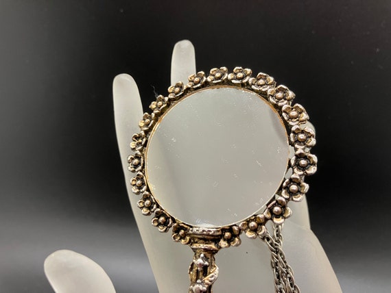 Vintage Rhinestone Hand Mirror Pendant Necklace - image 7