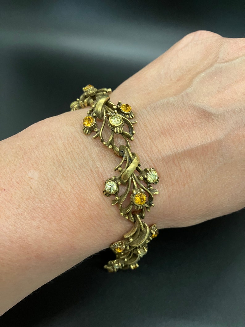 Vintage Coro Burnt Orange Rhinestone Bracelet - Etsy