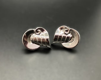 Vintage Coro Art Deco Silver Screw Back Earrings