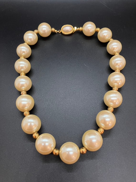 Vintage Carolee Large Faux Pearl Necklace Choker - image 3