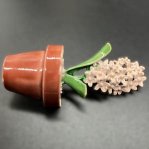 Vintage Pink Potted Hyacinth Brooch