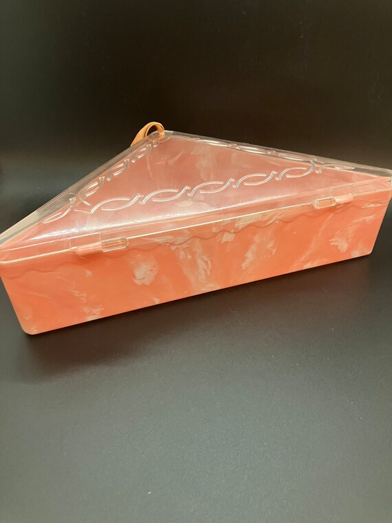 Vintage Pink Marbled Hommer Hanky Box - image 5