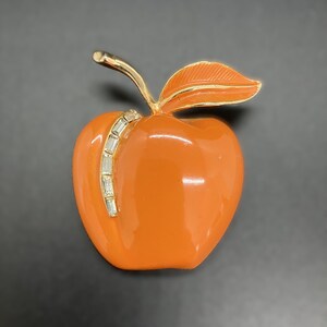 Vintage Pastelli Enamel and Rhinestone Apple Brooch
